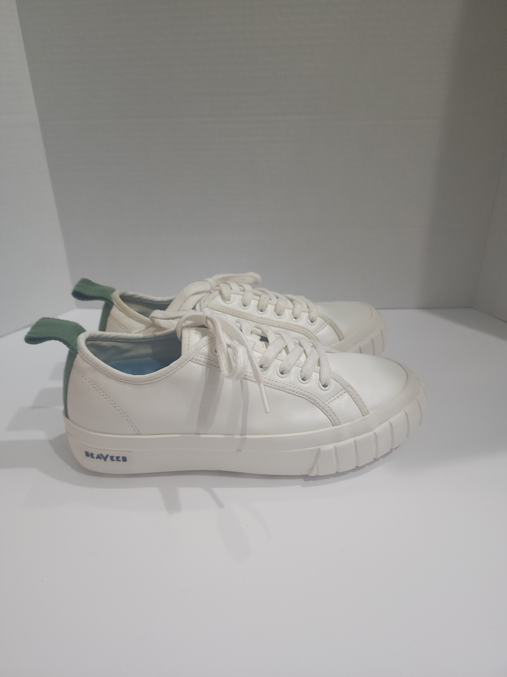 SeaVees Melrose Lug Platform Beach Green Corn Leather Size 8